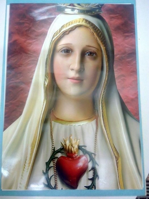 Gravura papel Nossa Senhora de Fátima 30x21 cm + Livros religiosos