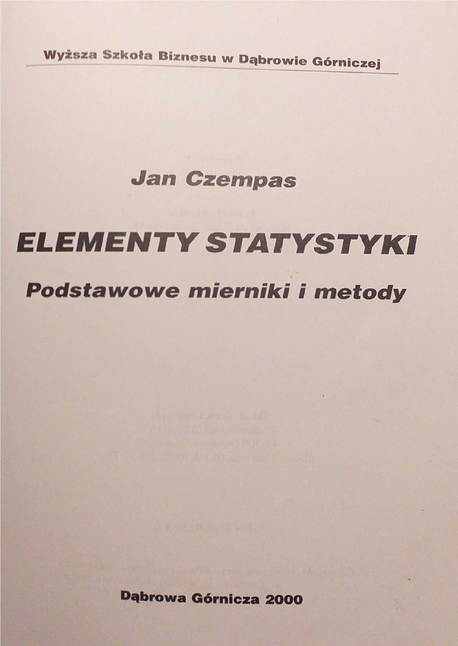 Elementy Statystyki - podstawowe mierniki i metody, Jan Czempas
