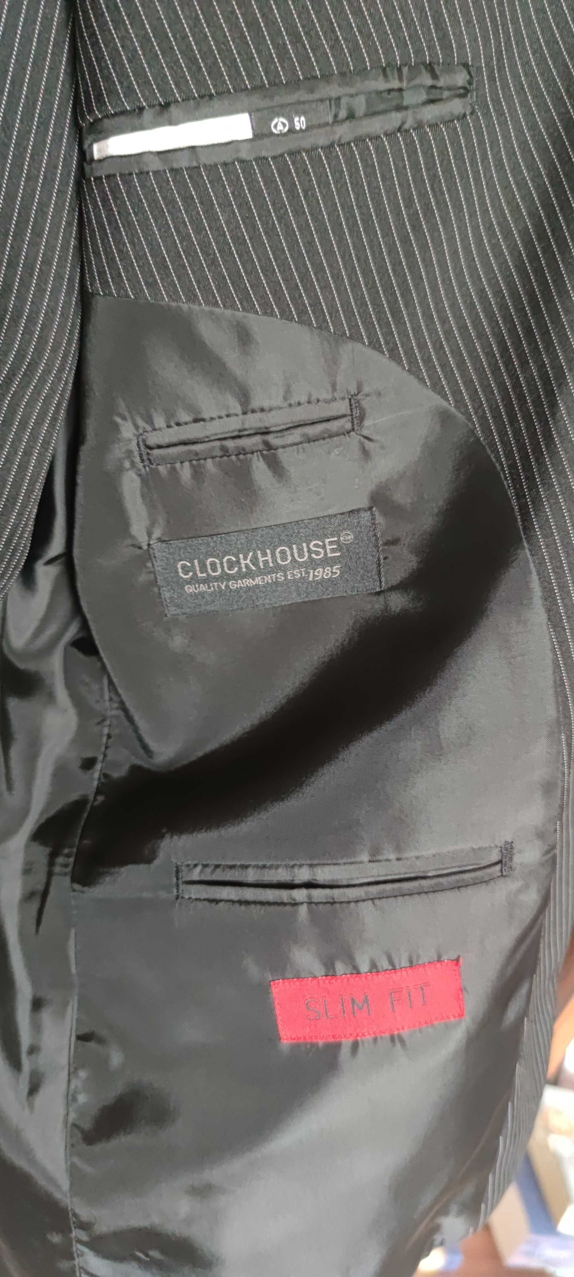 Garnitur CLOCKHOUSE, czarny w paski, rozmiar 92/182, Slim Fit