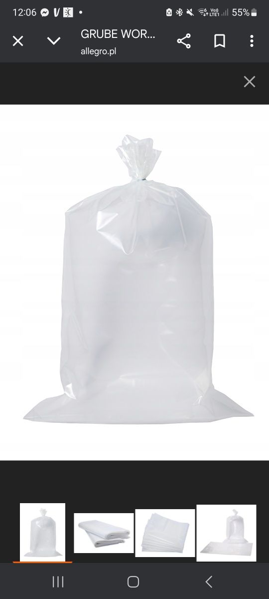 Worki foliowe bardzo grube  mocne 52x70cm do domu,żywnosc 10szt. Nowe
