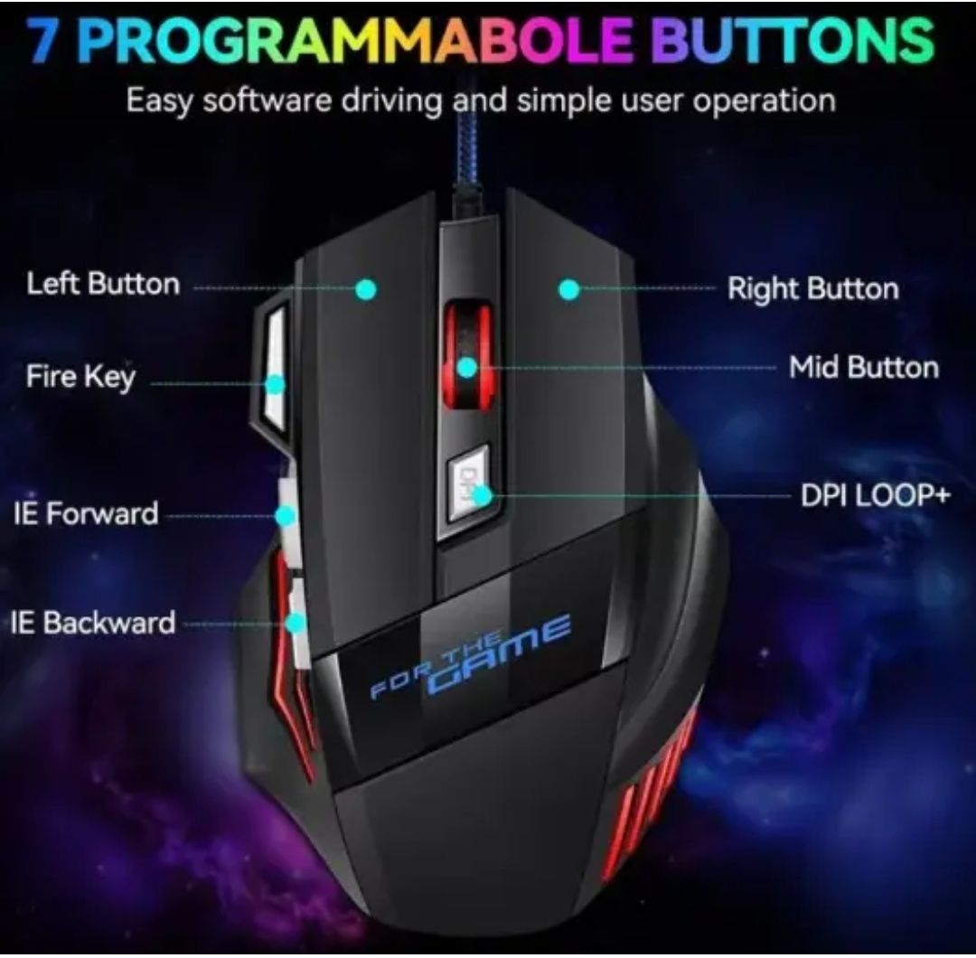 Мышка игровая S288 с RGB подсветкой 5500DPI