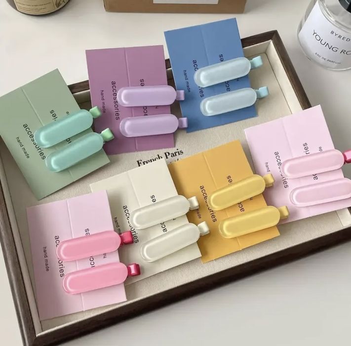 Пастельні желе-заколки для волосся овальні нові по 2шт