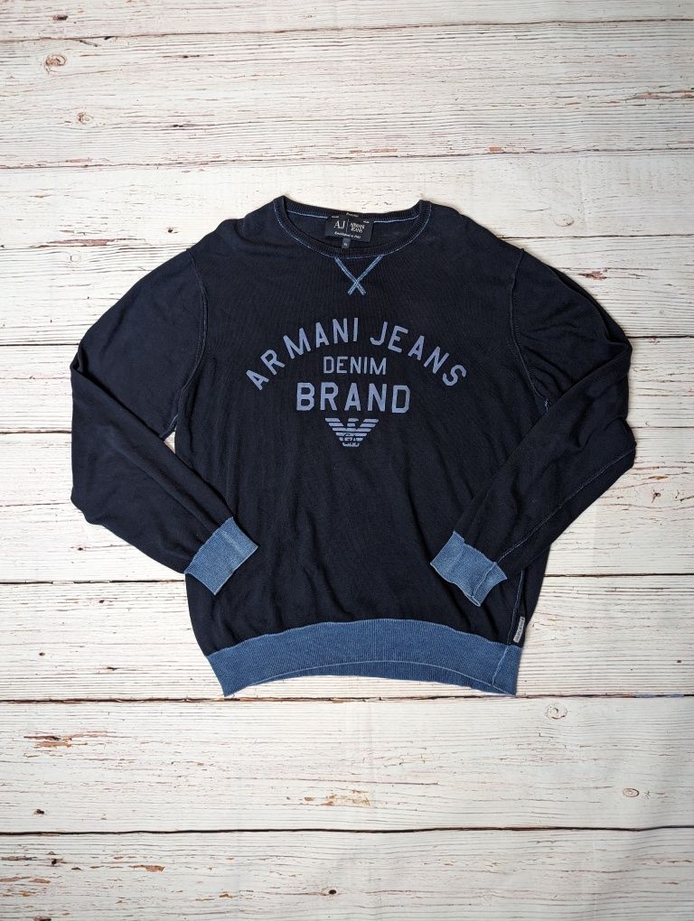 Granatowy sweter Armani jeans navy crewneck