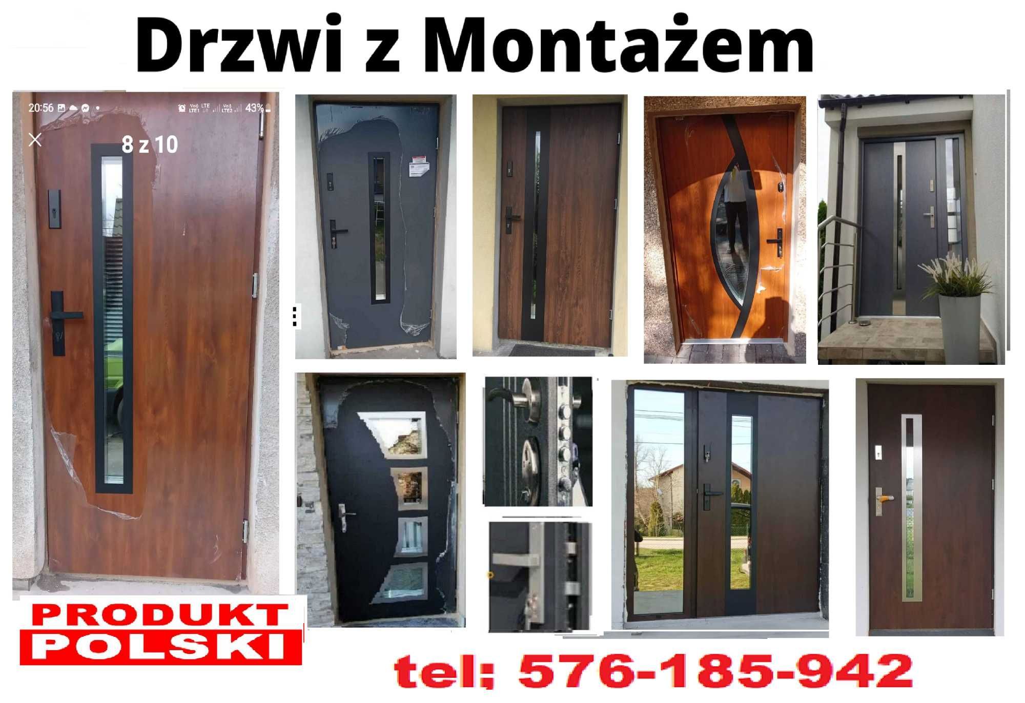 Drzwi WEJĘCIOWE zewnętrzne antywłamaniowe z montażem ,polskie