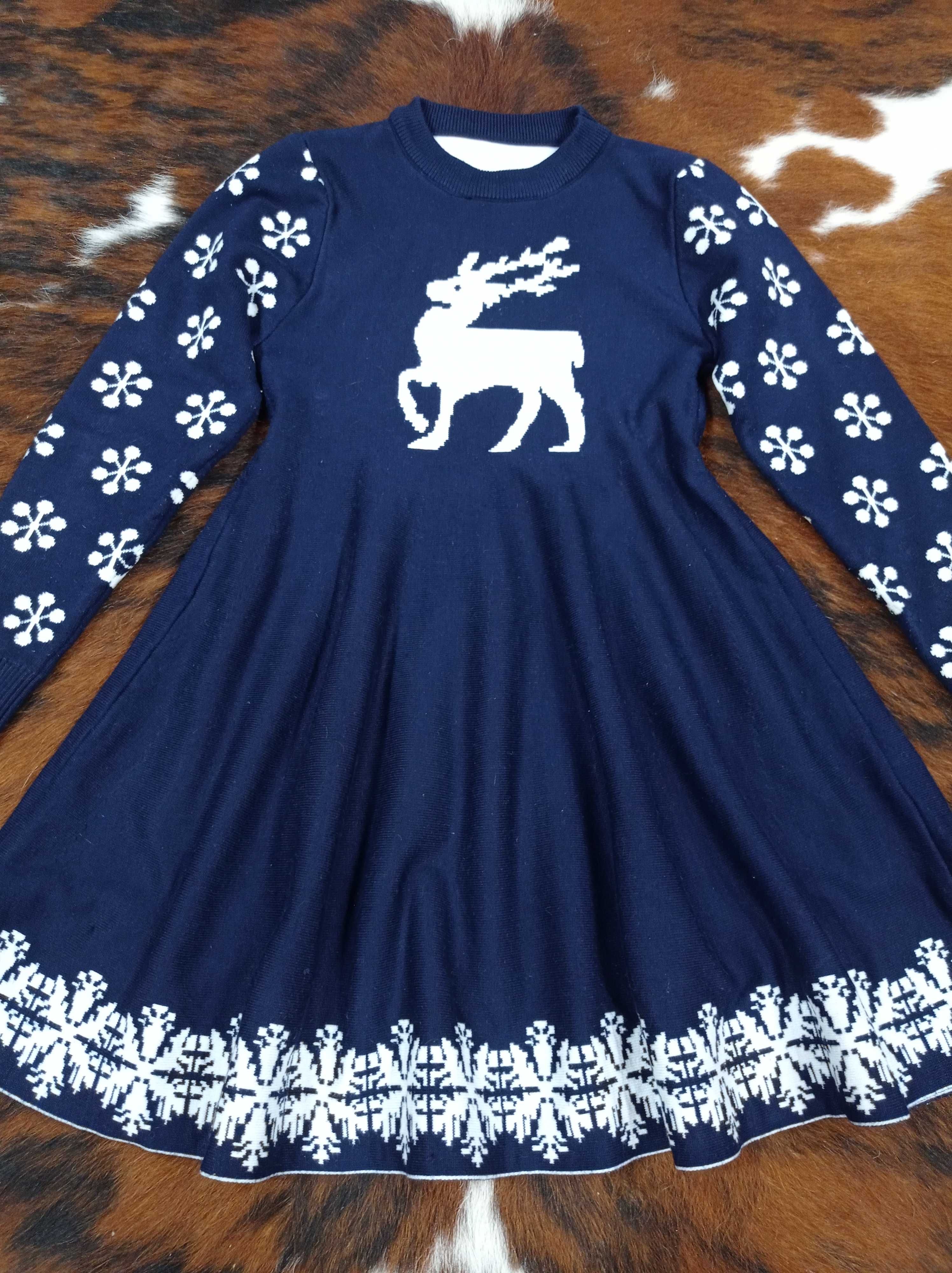 Сукня зимова новорічна з оленями