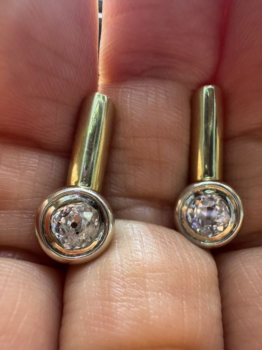 Золотые серьги с бриллиантами  алмазы 56 царизьм 1ct