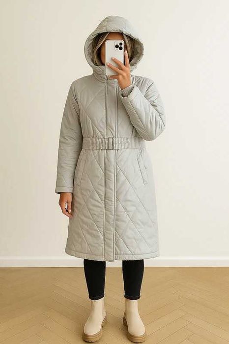 Pikowany płaszcz damski wiosenny przejściowy rozmiar uniwersalny m-xl