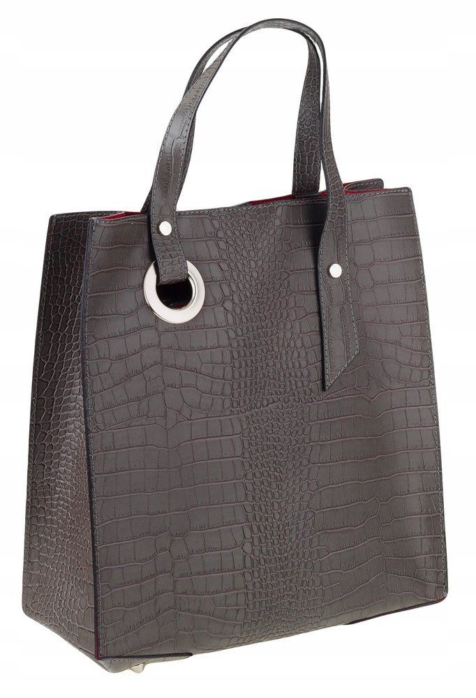 stylowy, prostokątny shopper damski ze skóry naturalnej - rovicky