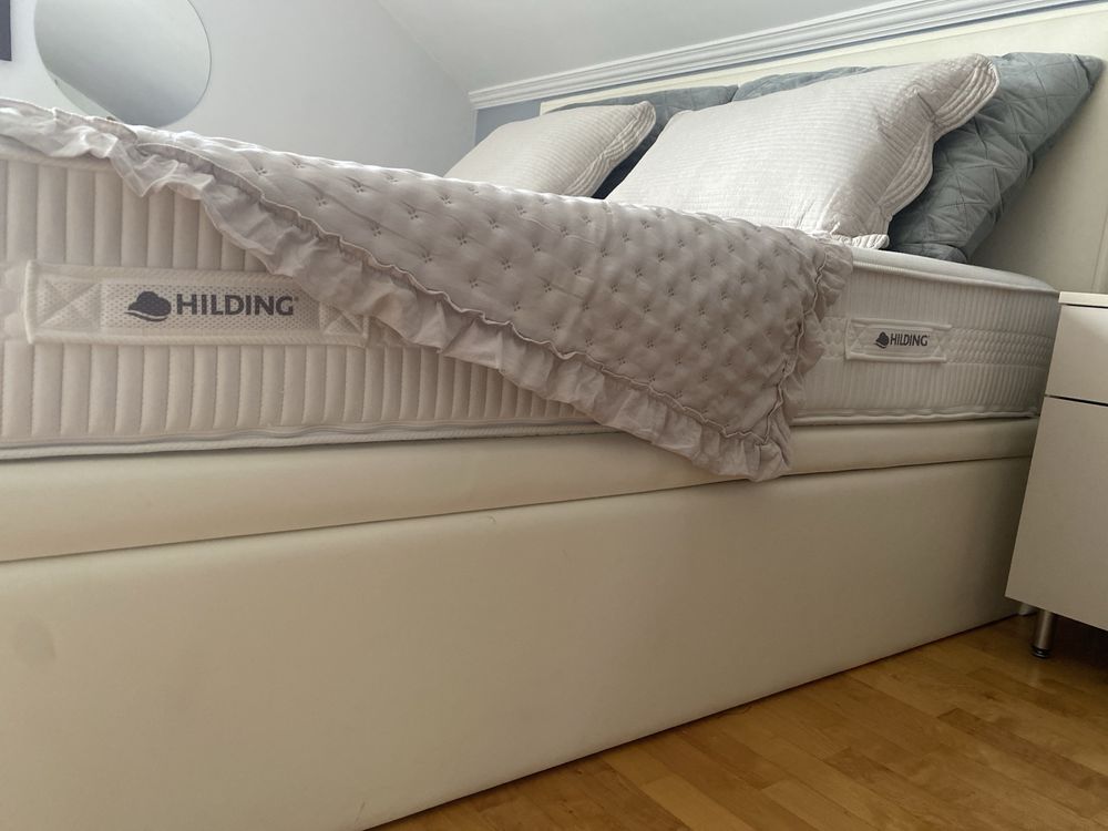 Łóżko kontynentalne 180x200 z pojemnikiem + materac HILDING