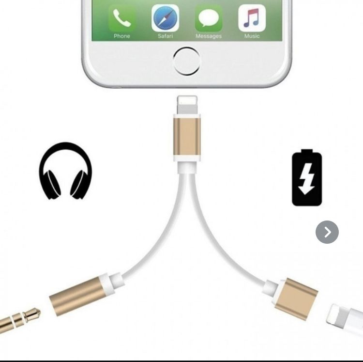 2 em 1 para iphone carregar e jack 3.5