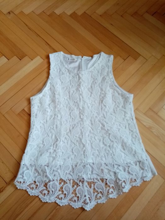 Bluzka koszulka koronkowa na ramiączkach biała