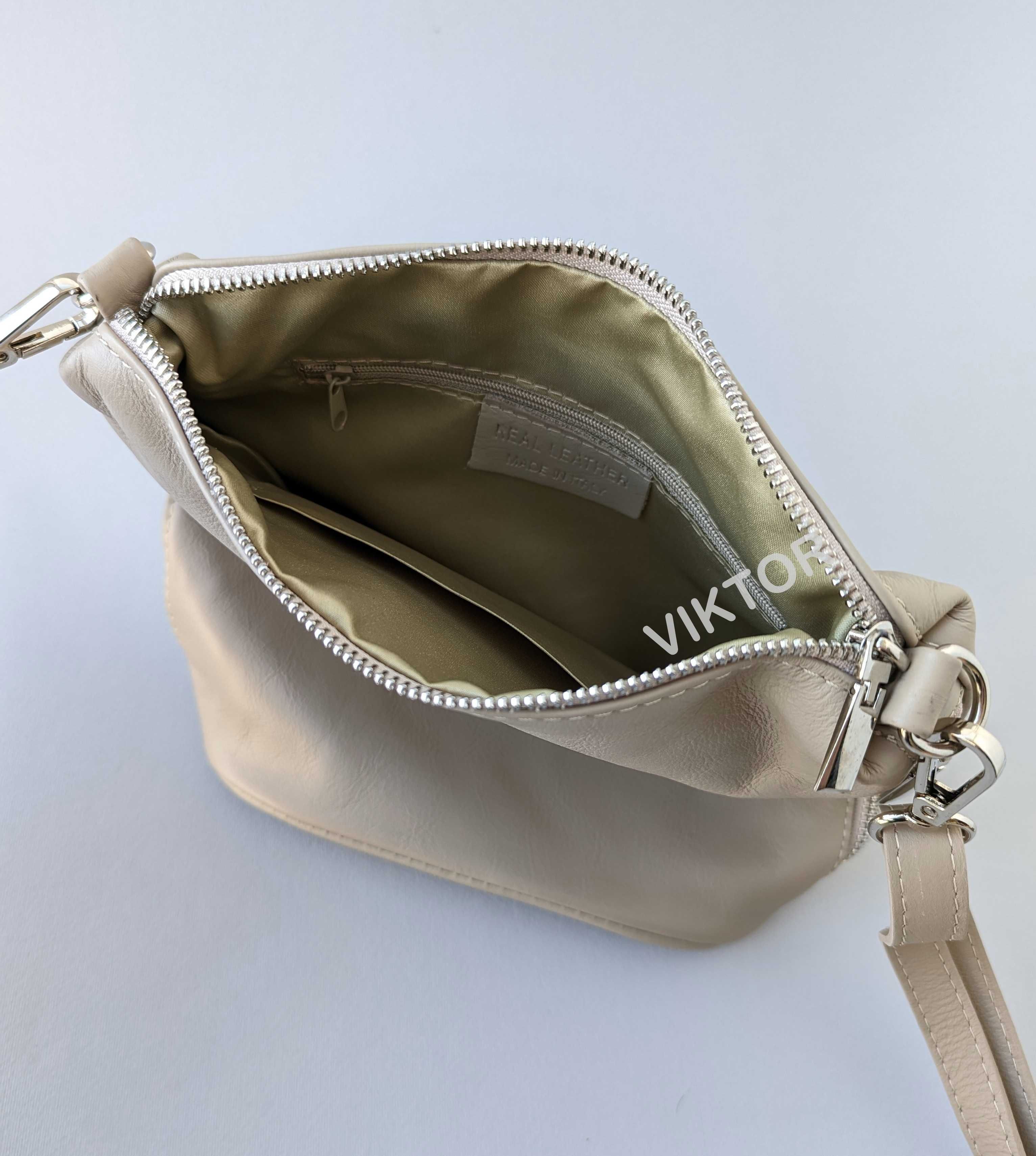 Удобная кожаная сумочка кросбоди из мягкой натуральной кожи. Италия.