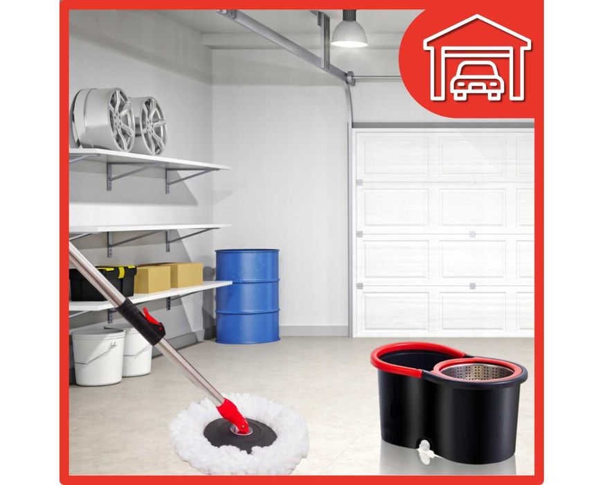 Mop Obrotowy Rotacyjny z Wiadrem Dwukomorowym Wkłady + Gratis Gąbki