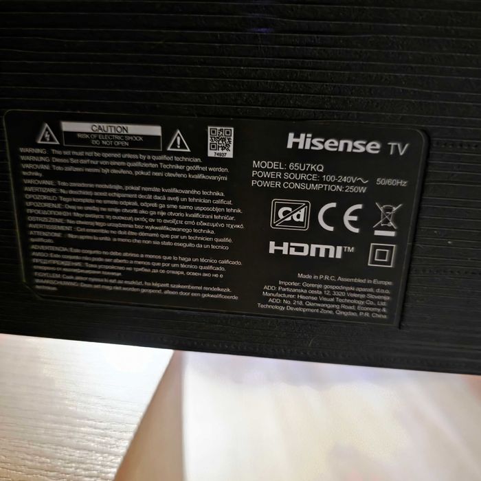 Sprzedam TV  HISENSE 65U7KQ  mini-led stan idealny na gwarancji+ubezp.