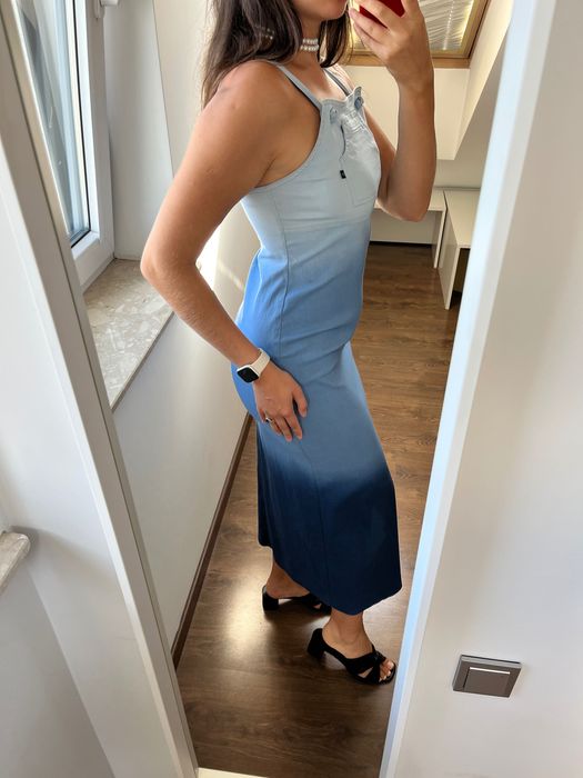 Wiskozowa maxi sukienka tye-dye rozmiar M/L zarówno dla kobiet w ciąży