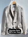 Massimo Dutti lniany dwurzędowy żakiet/ marynarka damska beż r. S