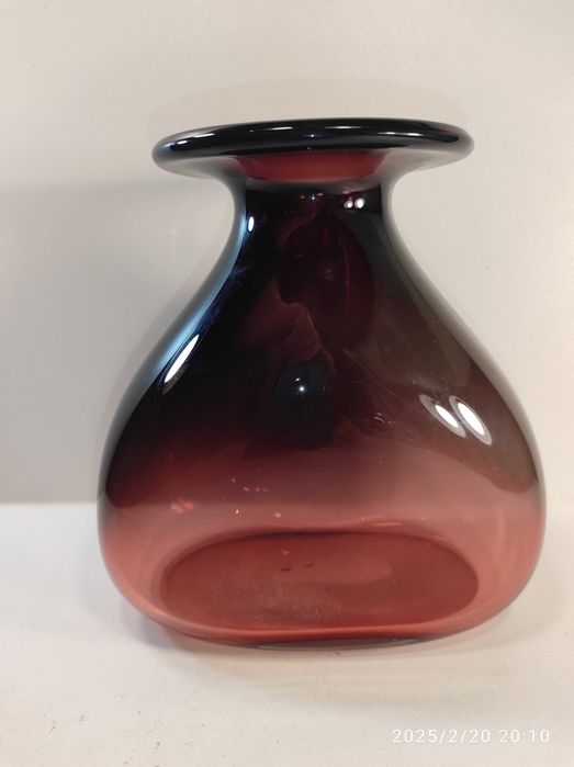 Wazon z kołnierzem butla Tarnowiec rubinowo-szary Szkło PRL