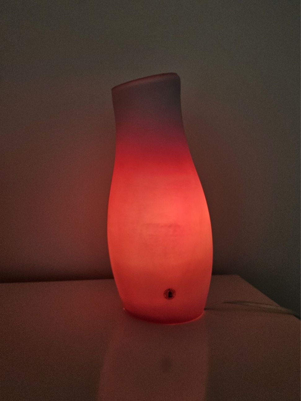 Vintage szklana lampka nocna czerwona Ikea Mylonit