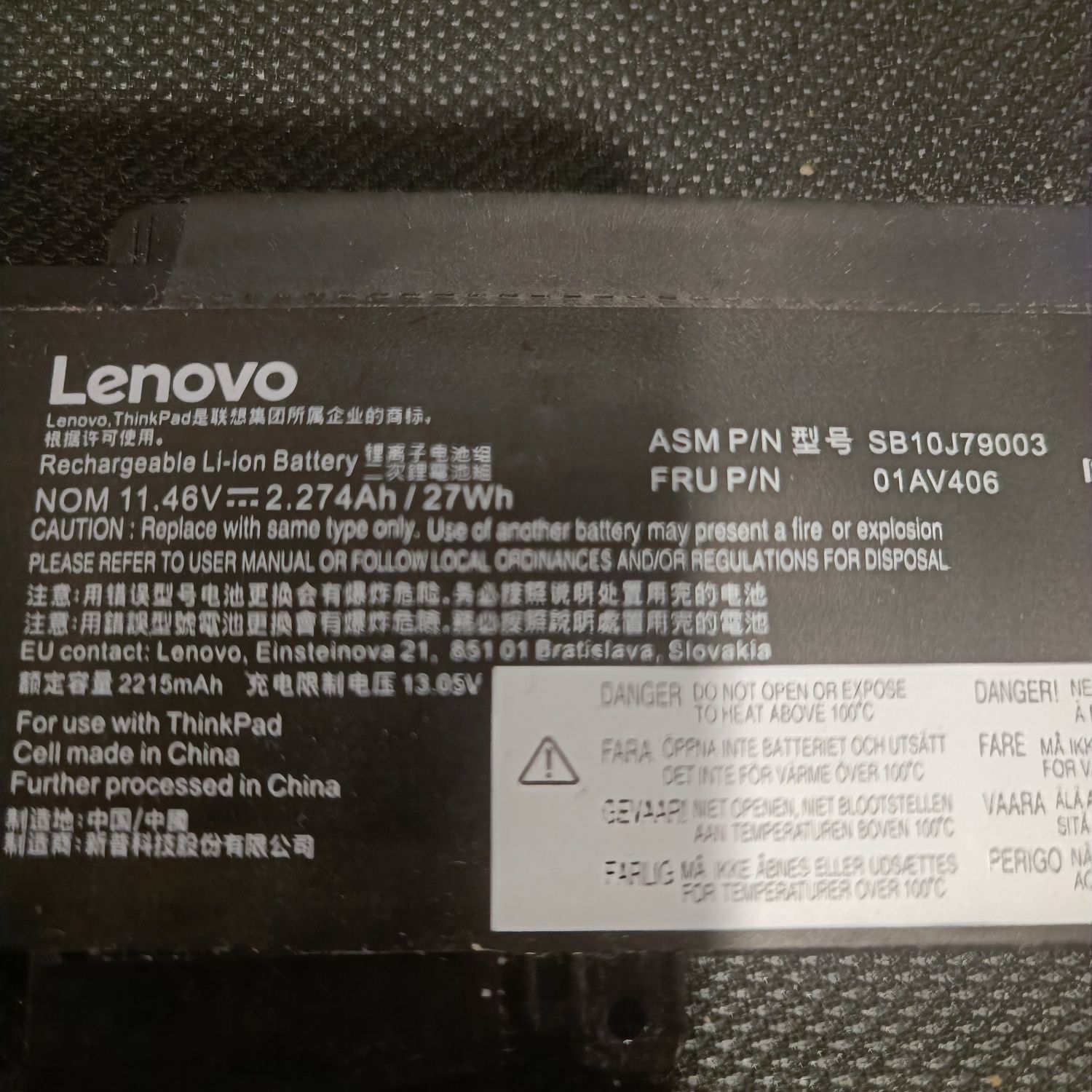 Oryginalna Bateria Lenovo SB10J79003 , 01AV406