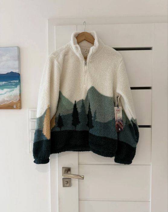 Kyodan – ciepła bluza polarowa z motywem gór | S / 36 | Nowa z metką