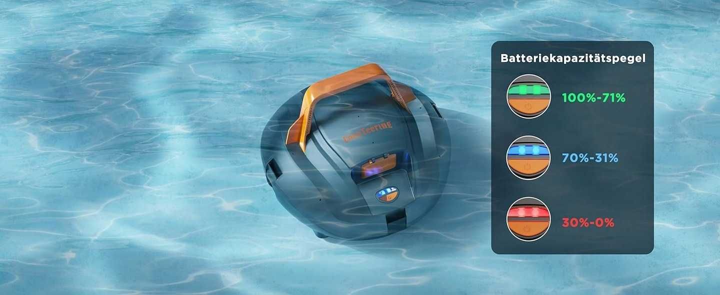 Bezprzewodowy odkurzacz basenowy jacuzzi Teering 100 minut pracy 80 m2