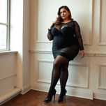 Rajstopy 20 DEN dla puszystej 8/9 biodra 204 cm plus size bardzo duże