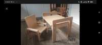 Zestaw regulowany, krzesełko i stolik drewniany