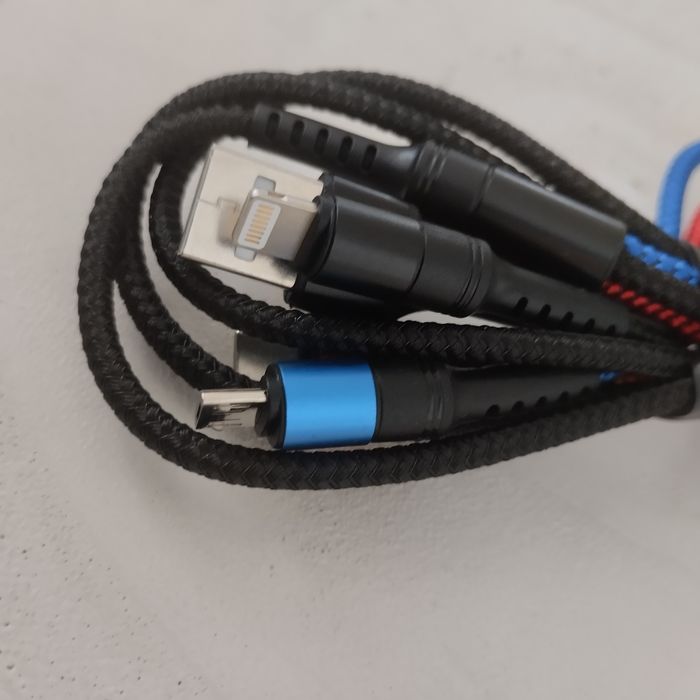 Kabel USB typu 3 w 1 nowy 80 cm