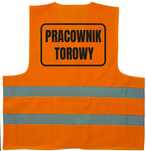 pomarańczowa kamizelka odblaskowa z nadrukiem pracownik torowy