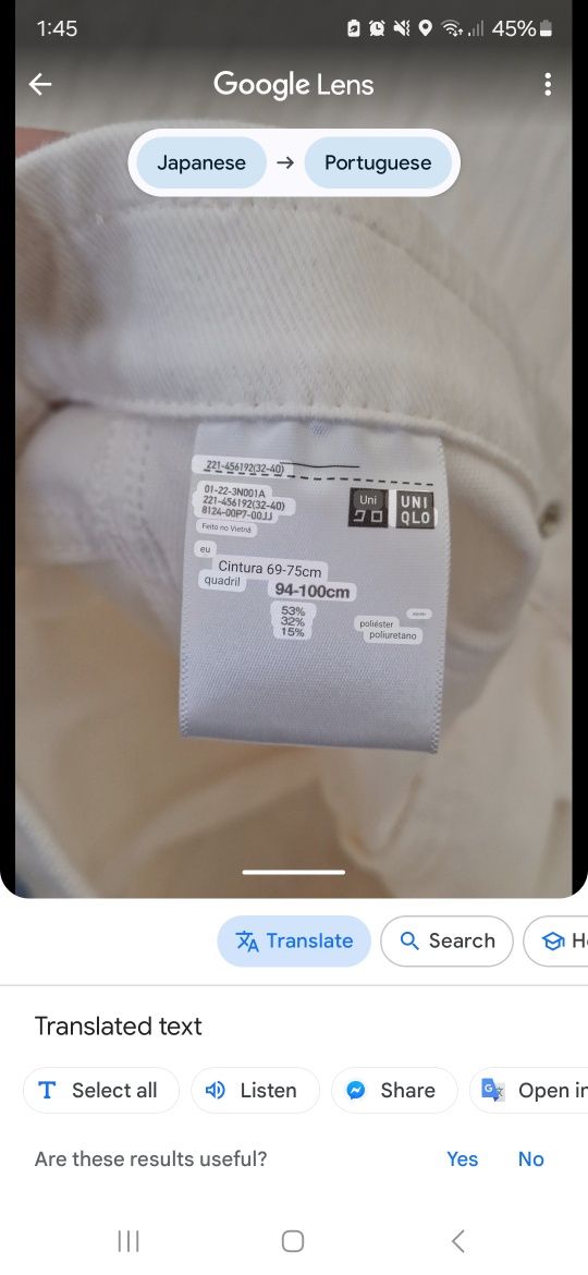 Uniqlo ultra strech leggins novo de algodão