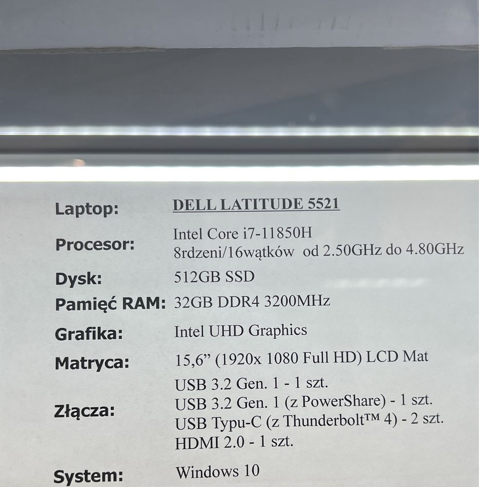 Jak nowy/ Dell/ Latitude 5521/ i7 11gen/ 32gb DDR4/ 512gb SSD/ w2