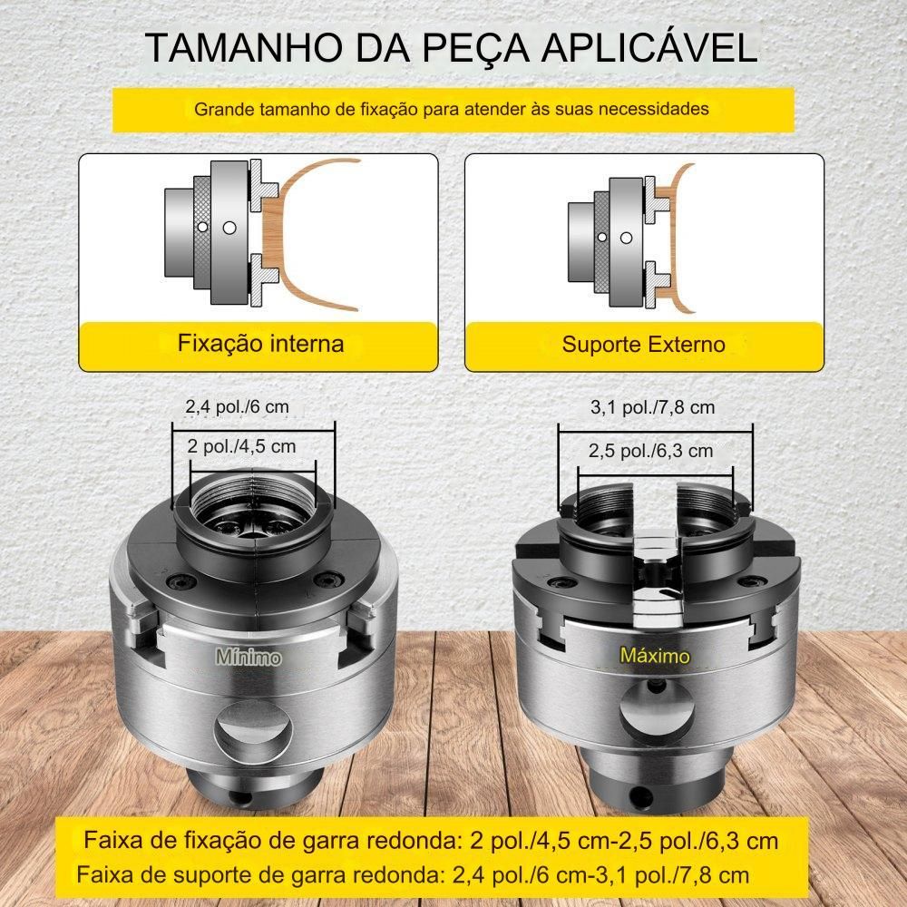 Mandril de Torno de 95mm com 4 Garras