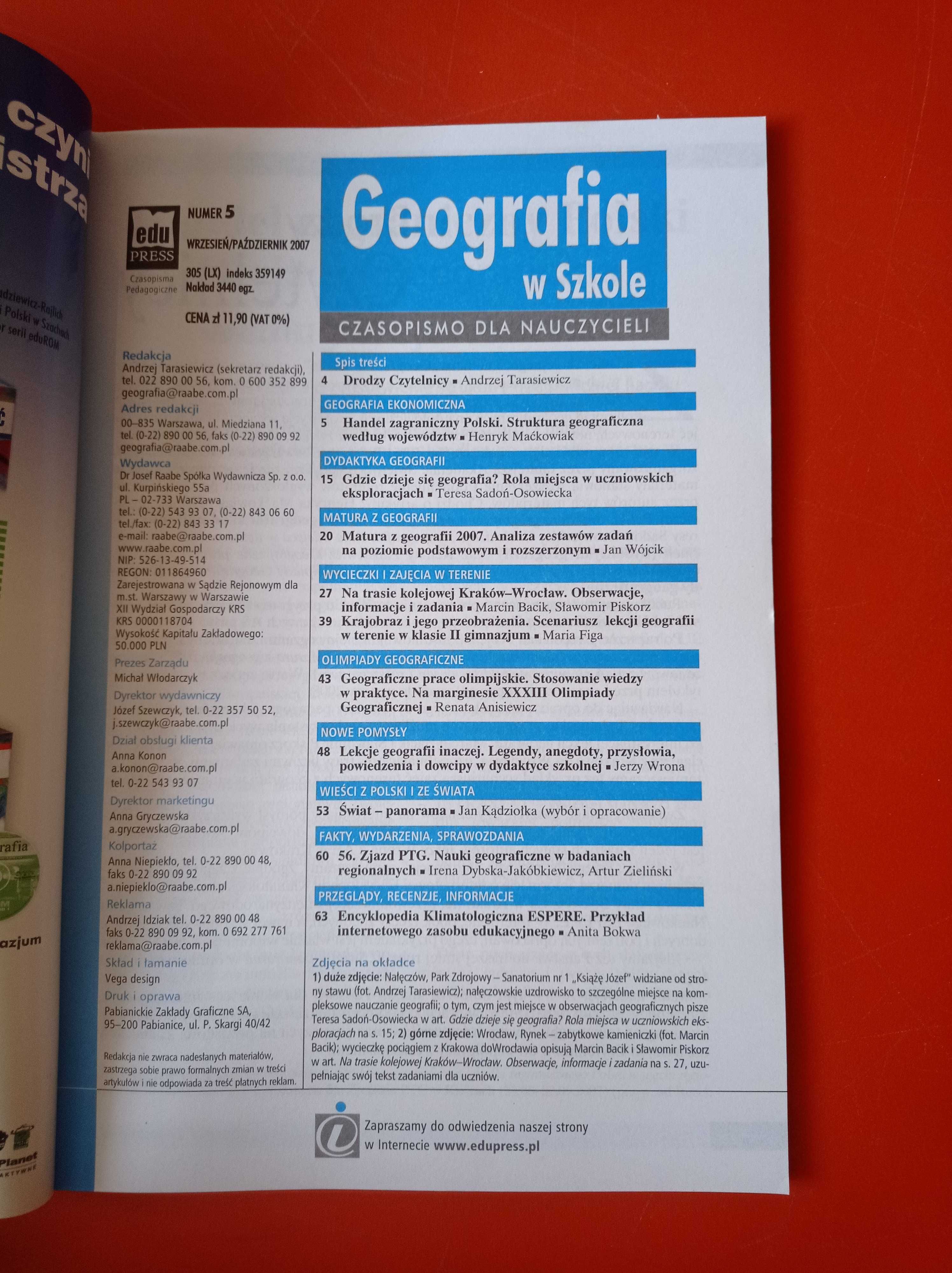 Geografia w szkole, nr 5 wrzesień/październik 2007