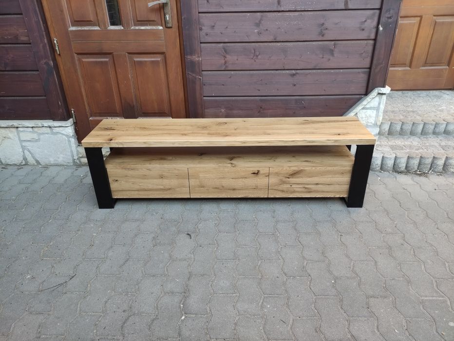 Szafka drewniana RTV lite drewno szuflady meble loft industrial