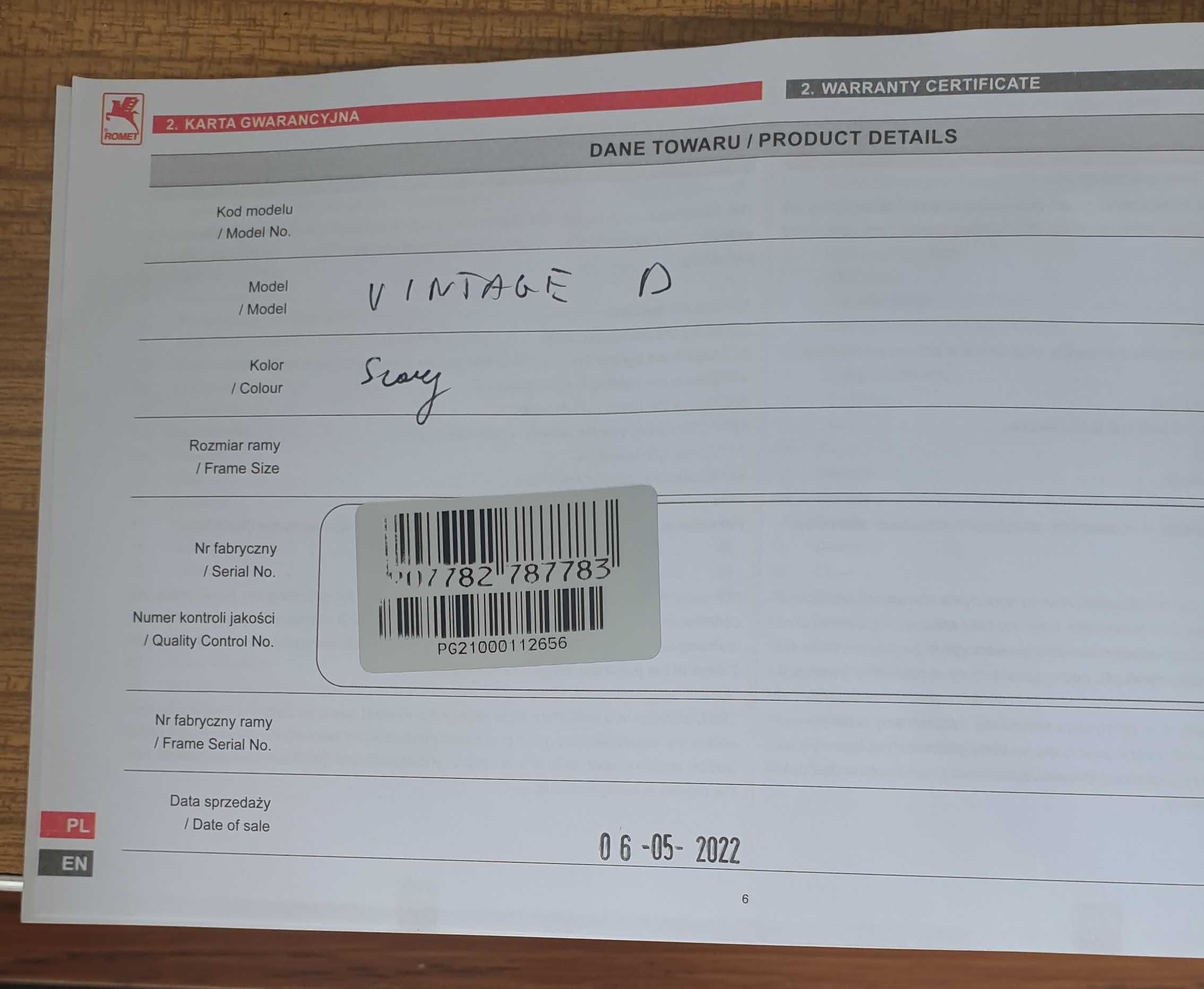 Rower miejski damski Romet. Oświetlenie-prądnica w przednim kole