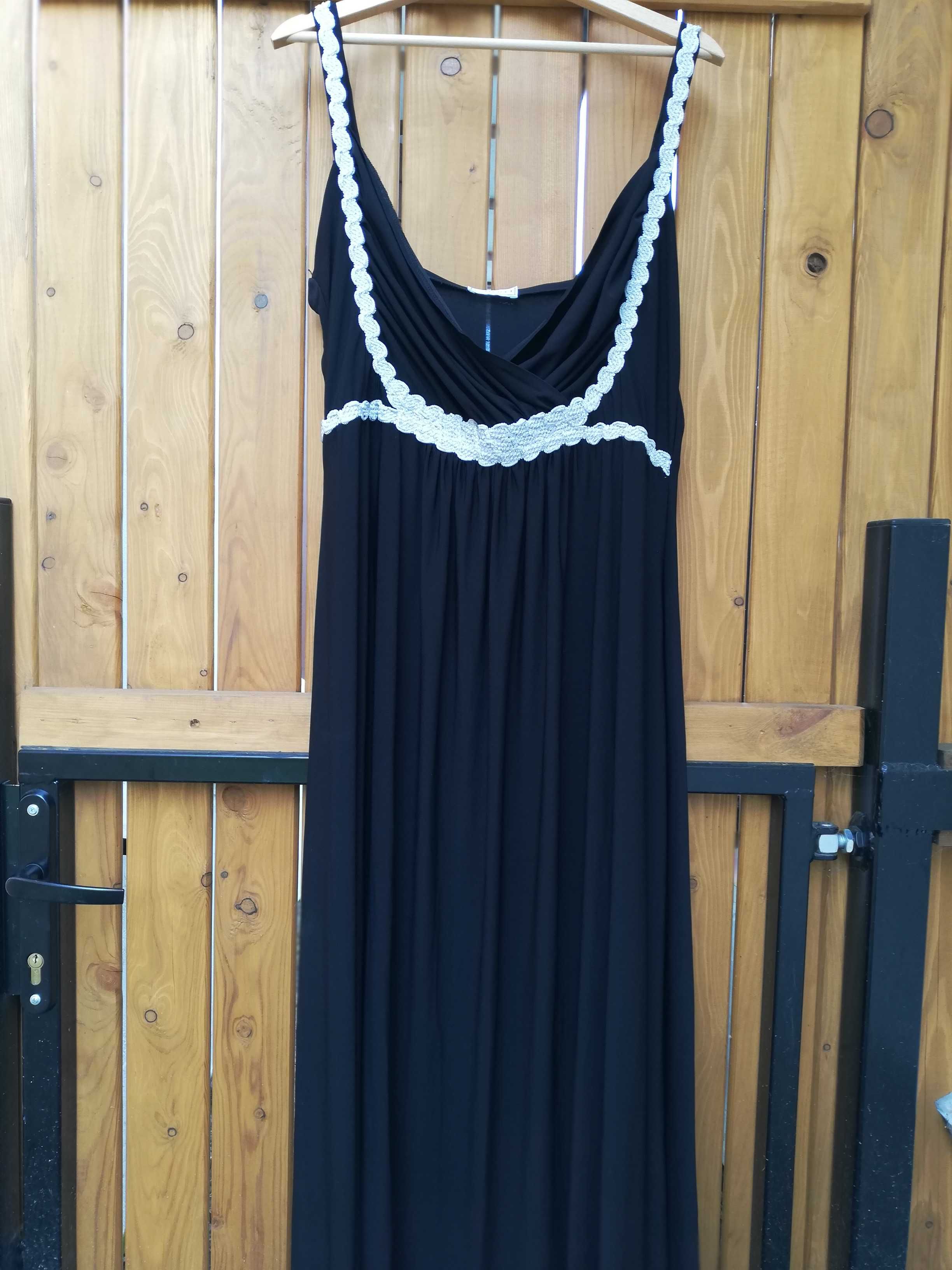 Sukienka wieczorowa, czarno-srebrna w dużym rozmiarze