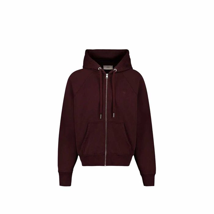 Худі AMI Paris Ami De Coeur Small Heart Zipped Hoodie Burgundy