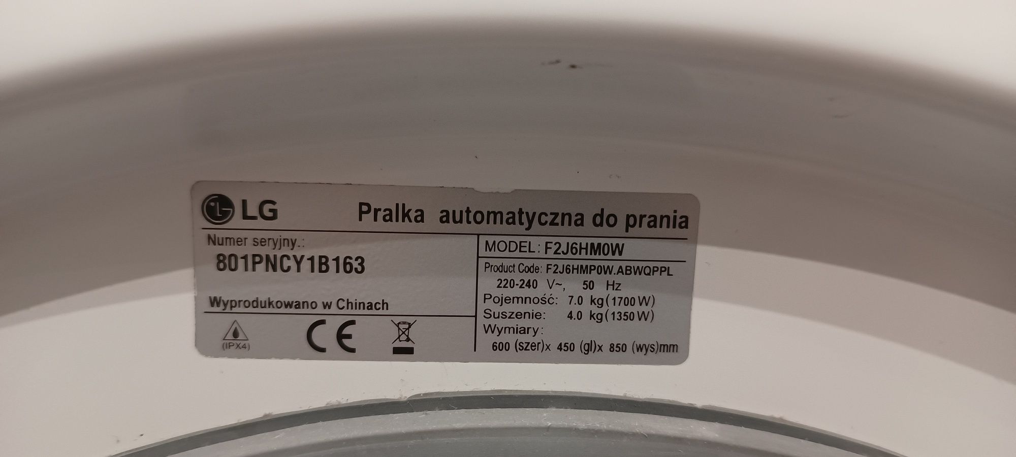 LG pralko-suszarka LG F2J6HM0W
