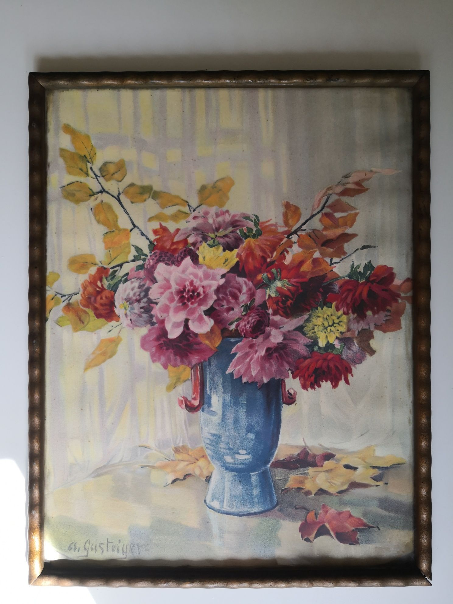 Obraz niemieckiej malarki Anny Sophie Gasteiger Kwiaty w wazonie.
