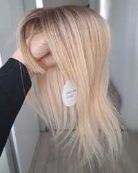 Topper mini, tupet blond ombre naturalne włosy, delikatna grzywka