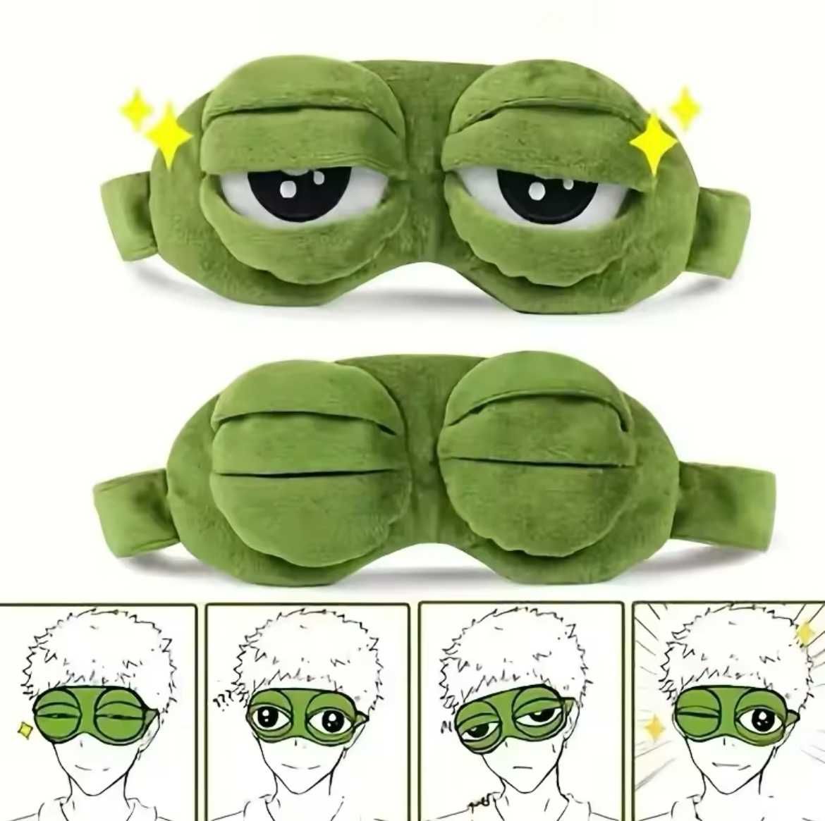 Nowa Opaska na oczy do Spania! Wzór 3D Żaba! Pluszowa!