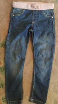 Spodnie jeansy slim dla dziewczynki 2-3 latka 98 różowy pasek F&F