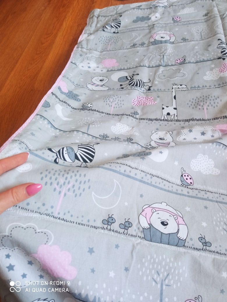Pościel dziecięca , obleczka na kołdrę ,komplet szary w zwierzątka
