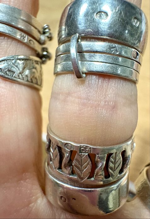 ORNO Stare srebro z Prl pierscionek obrączka warmet rytosztuka vintage