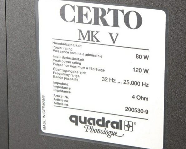 Kolumny Quadral CERTO MK V 120W 4ohm Drewno welur