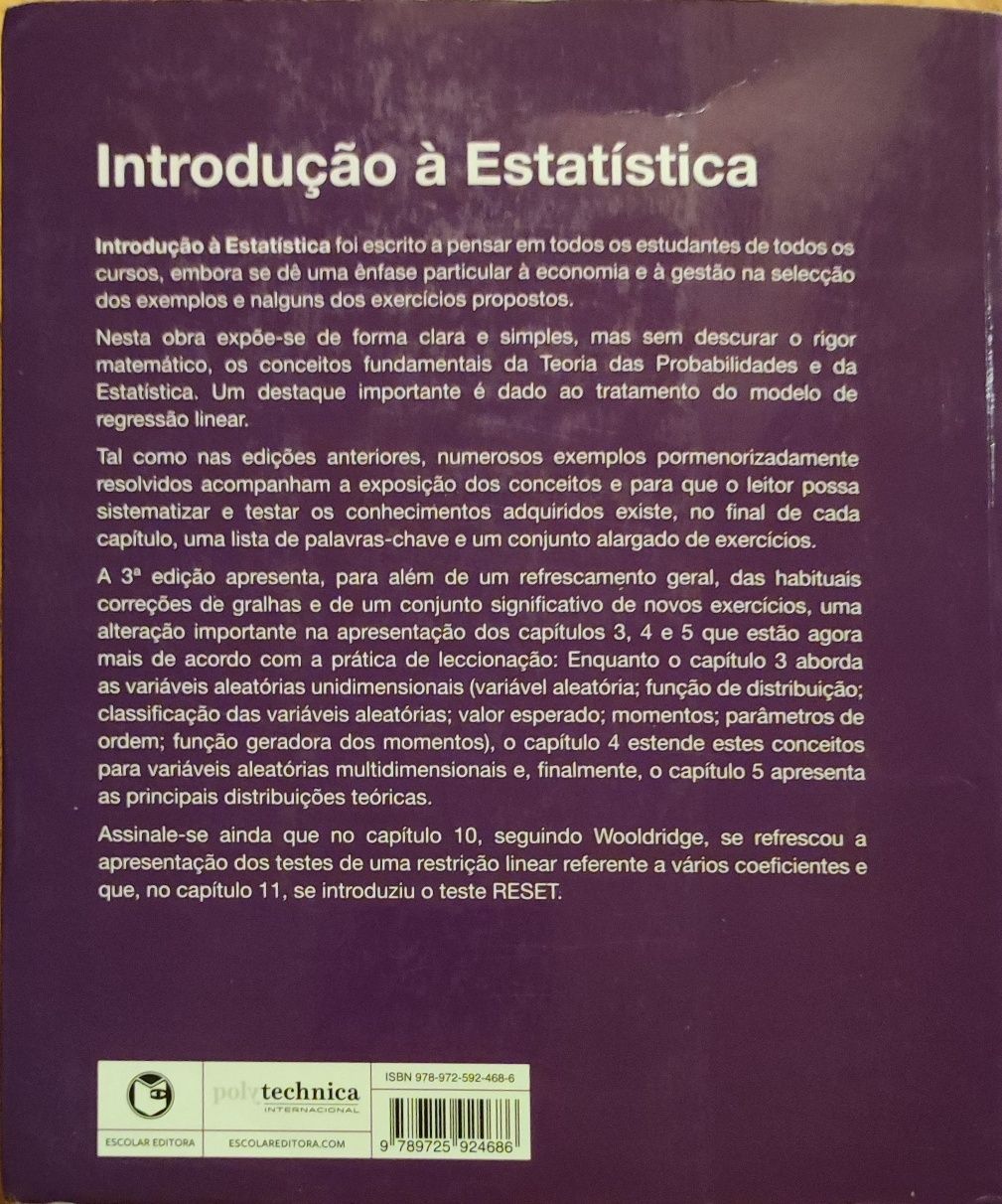 Livro "Introdução à Estatística" de Murteira