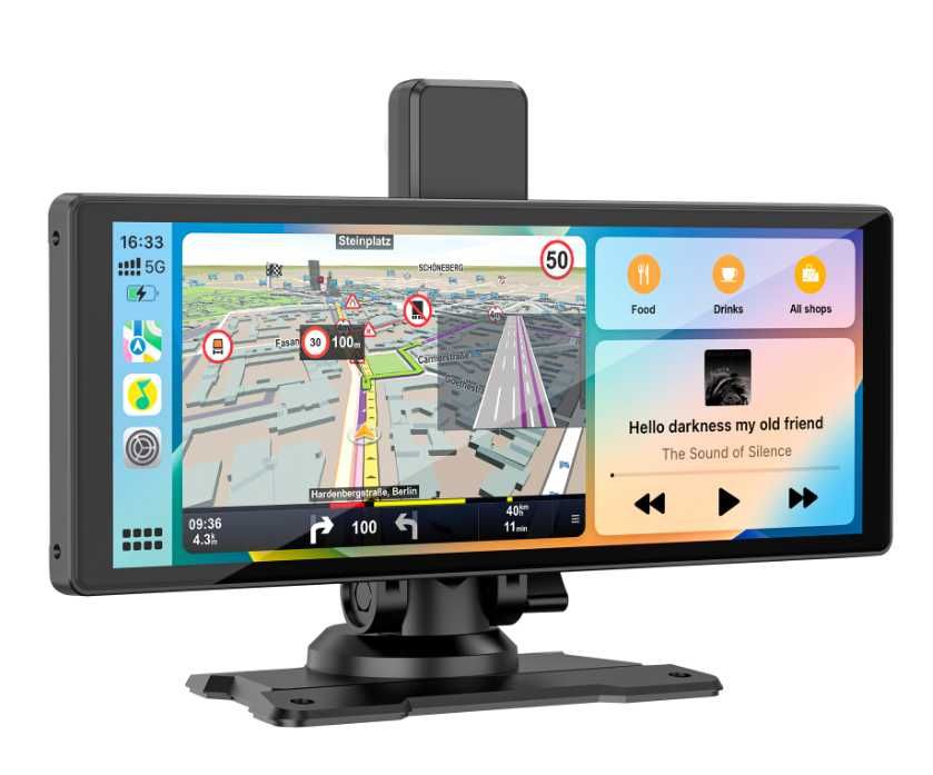 Stacja multimedialna 10" Android Auto Apple Carplay z DVR i kamerą cof