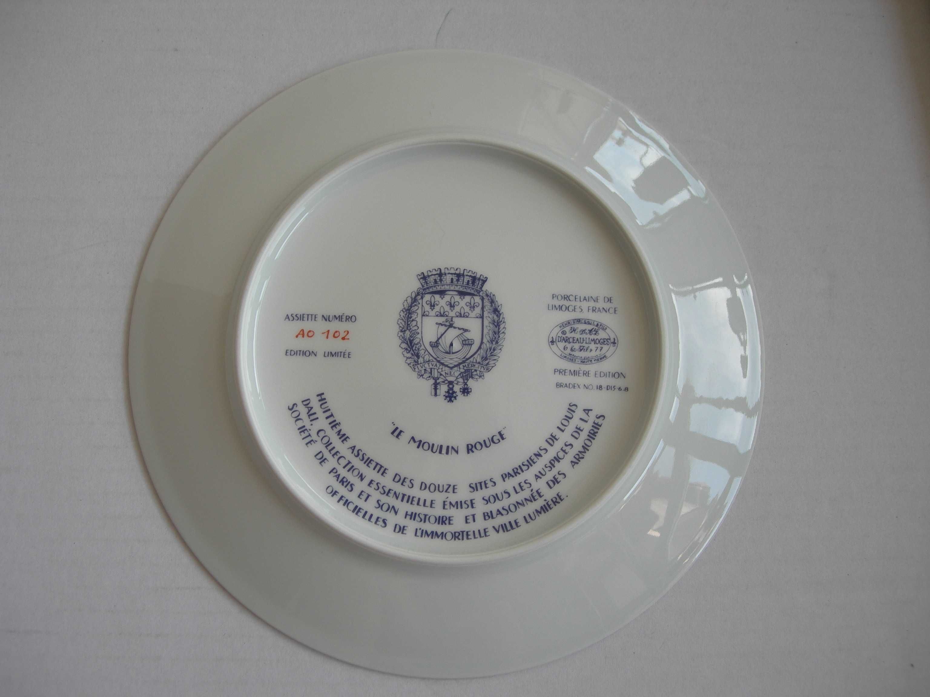 Тарелка, Мулен Руж в Париже, Лимож, Франция, сертификат