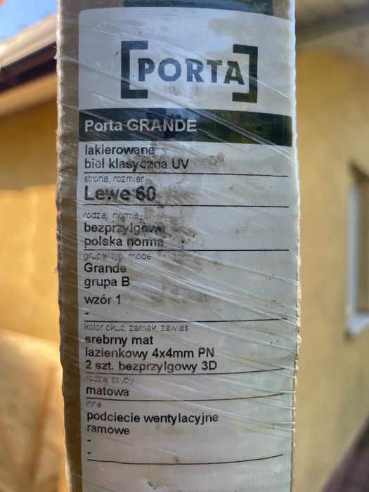 Drzwi Porta Grande biały model B.1 lewe 60 cm