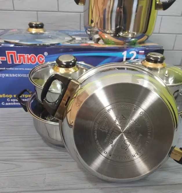 Набір каструль з нержавіючої сталі / набор кастрюль - 12 предметів